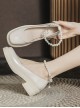 Retro Elegant College Style Daily Simple Square Toe Bead Chain Decorated Mary Jane Shoes Classic Lolita Shoes