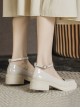 Retro Elegant College Style Daily Simple Square Toe Bead Chain Decorated Mary Jane Shoes Classic Lolita Shoes