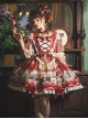 Printed Snow White Apron Series OP Printed Hem Lantern Puff Sleeve Sweet Lolita Short Sleeve Dress Set