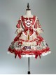 Printed Snow White Apron Series OP Printed Hem Lantern Puff Sleeve Sweet Lolita Short Sleeve Dress Set