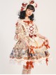 Printed Snow White Apron Series OP Printed Hem Lantern Puff Sleeve Sweet Lolita Short Sleeve Dress Set