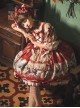 Printed Snow White Apron Series OP Printed Hem Lantern Puff Sleeve Sweet Lolita Short Sleeve Dress Set