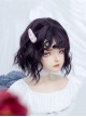 Purple Long Curly Bangs Water Ripple Cute Girl Short Curly Hair Sweet Lolita Wig