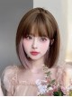 Cute Girl Light Brown Mixed Color Pink Hanging Ear Dyed Qi Bangs Short Straight Hair Sweet Lolita Wig