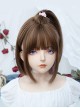 Cute Girl Light Brown Mixed Color Pink Hanging Ear Dyed Qi Bangs Short Straight Hair Sweet Lolita Wig