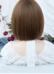 Cute Girl Light Brown Mixed Color Pink Hanging Ear Dyed Qi Bangs Short Straight Hair Sweet Lolita Wig