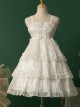Star Yarn Love Song Series JSK Pure Color Three Stage Cake Hem Oversized Bowknot Trailing Classic Lolita Sleeveless Dress