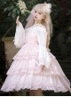 Star Yarn Love Song Series JSK Pure Color Three Stage Cake Hem Oversized Bowknot Trailing Classic Lolita Sleeveless Dress