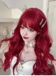 Sweet Cool Girl Red Air Bangs Long Curly Hair Daily Natural Sweet Lolita Wig