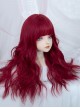 Sweet Cool Girl Red Air Bangs Long Curly Hair Daily Natural Sweet Lolita Wig