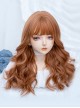 Light Brown Golden Daily Cute All-Match Long Curly Hair Round Face Air Bangs Sweet Lolita Wig