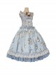 Miss Rabbit Dance Song Series Small Flying Sleeve Rabbit Printed Top Lace Hem Skirt Classic Lolita Sleeveless Top Skirt Set