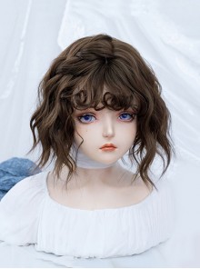 Summer Playful Cool Natural Daily Brown Lazy Long Curly Bangs Water Ripple Short Curly Hair Sweet Lolita Wig