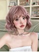 Cute Playful Girl Summer Lazy Long Curly Bangs Gray Pink Water Ripple Short Curly Hair Sweet Lolita Wig