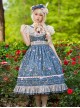 Flower And Grass Collection Series JSK Blue Floral Print Elegant Classic Lolita Sleeveless Dress Suit