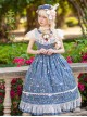 Flower And Grass Collection Series JSK Blue Floral Print Elegant Classic Lolita Sleeveless Dress Suit