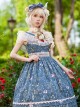 Flower And Grass Collection Series JSK Blue Floral Print Elegant Classic Lolita Sleeveless Dress Suit