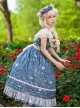 Flower And Grass Collection Series JSK Blue Floral Print Elegant Classic Lolita Sleeveless Dress Suit