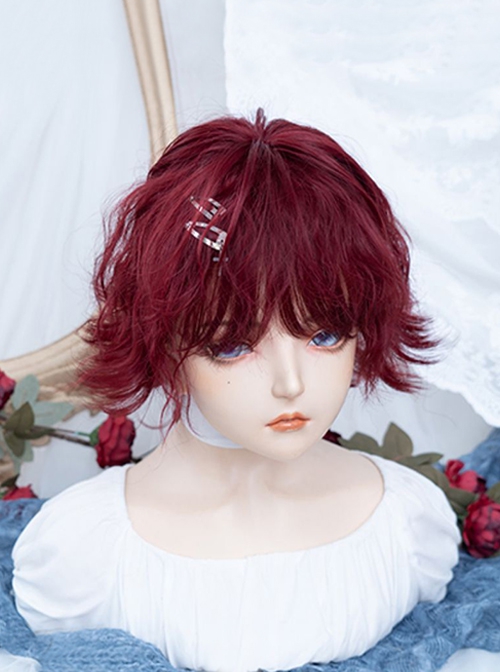 Sweet Cool Girl Red Atmosphere Sense Daily Short Curly Hair Sweet Lolita Wig