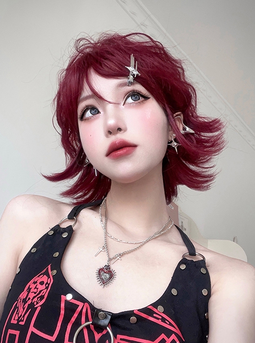 Sweet Cool Girl Red Atmosphere Sense Daily Short Curly Hair Sweet Lolita Wig