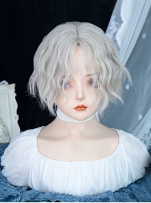 Silver Mid-Point Daily All-Match Natural Neutral COS Short Curly Hair Punk Lolita Wig