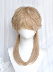 Light Golden Neutral COS Handsome Short Curly Long Straight Hair Classic Lolita Wig