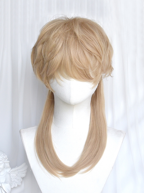 Light Golden Neutral COS Handsome Short Curly Long Straight Hair Classic Lolita Wig