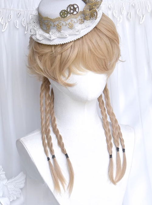 Light Golden Neutral COS Handsome Short Curly Long Straight Hair Classic Lolita Wig