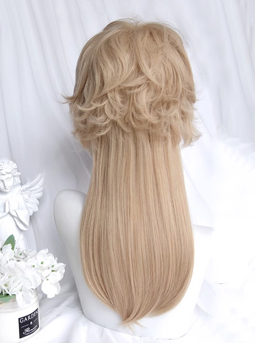 Light Golden Neutral COS Handsome Short Curly Long Straight Hair Classic Lolita Wig