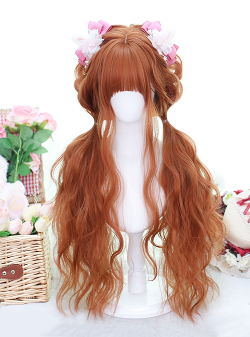 Spring Return Series Dirty Orange Internet Celebrity Girl Air Bangs Natural Long Curly Hair Sweet Lolita Wig