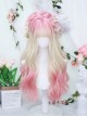 Spring Peach Series Soft Girl Pink Air Bangs Natural Long Curly Hair Sweet Lolita Wig