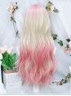 Spring Peach Series Soft Girl Pink Air Bangs Natural Long Curly Hair Sweet Lolita Wig