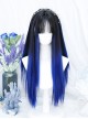 Internet Celebrity Girl With Round Face Handsome Air Bangs Naturally Modified Face Mid-Length Straight Hair Punk Lolita Wig