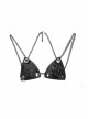 Escape From The Wilderness Series Black Denim Dragon Pattern Chain Decorate Design Punk Bikini Top