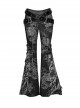 Escape From The Wilderness Series Black Denim Dragon Print Tassel Flared Pants Design Punk Pants