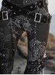 Escape From The Wilderness Series Black Denim Dragon Print Tassel Flared Pants Design Punk Pants