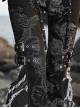 Escape From The Wilderness Series Black Denim Dragon Print Tassel Flared Pants Design Punk Pants