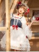 Weaving Star Snow White Series White Lace Multi-Layered Hem Design Red Bowknot Embellished Classic Lolita Sleeveless Dress