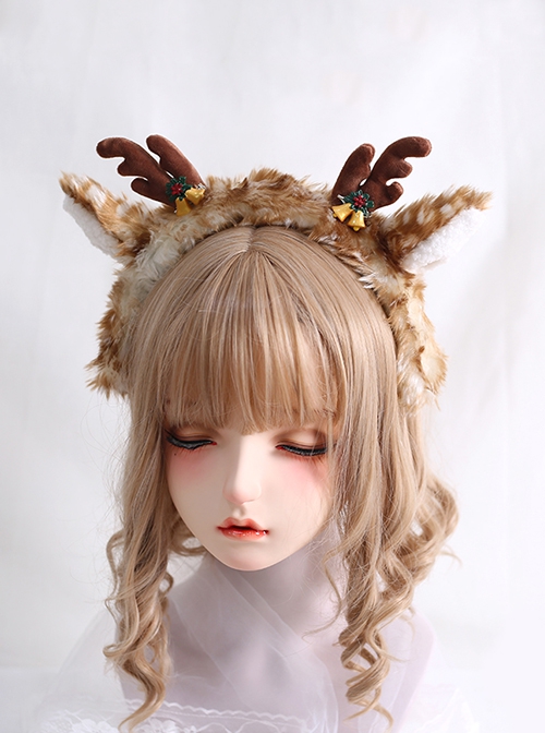 Sweet Christmas Autumn-Winter Elk Plush Antler Bell Sweet Lolita Headband