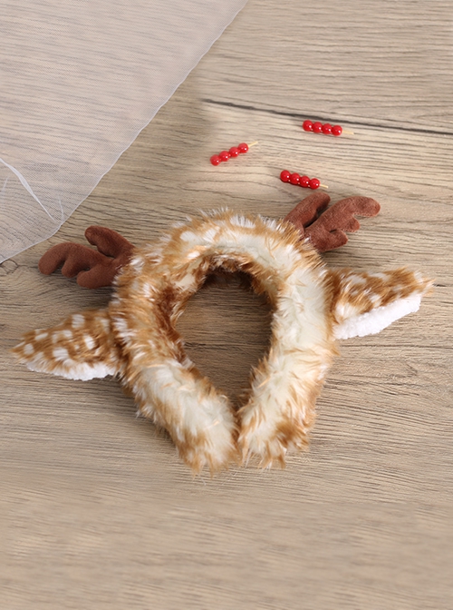 Sweet Christmas Autumn-Winter Elk Plush Antler Bell Sweet Lolita Headband