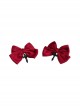 Elegant Wine Red Satin Bowknot Daily Simple Cross Decoration Gothic Lolita Hair Clips