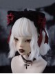 Black Red Gothic Style Plush Cat Ears Bowknot Decorated Lace Elegant Gothic Lolita Headband