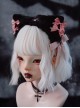 Sweet Pink Ribbon Bowknot Decorate Black Plush Cat Ear Lace Sweet Lolita Headband