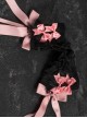 Sweet Pink Ribbon Bowknot Decorate Black Plush Cat Ear Lace Sweet Lolita Headband