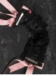 Sweet Pink Ribbon Bowknot Decorate Black Plush Cat Ear Lace Sweet Lolita Headband