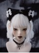 Gothic Style Simple Black White Plush Cat Ears Lace Bowknot Gothic Lolita Headband