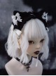Gothic Style Simple Black White Plush Cat Ears Lace Bowknot Gothic Lolita Headband
