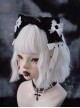 Gothic Style Simple Black White Plush Cat Ears Lace Bowknot Gothic Lolita Headband