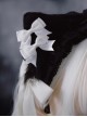 Gothic Style Simple Black White Plush Cat Ears Lace Bowknot Gothic Lolita Headband