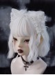 Pure White Lace Bowknot Decorated Plush Cat Ears Elegant Gothic Lolita Headband